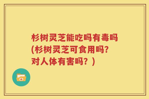 杉树灵芝能吃吗有毒吗(杉树灵芝可食用吗？对人体有害吗？)
