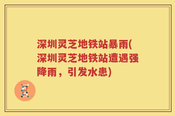 深圳灵芝地铁站暴雨(深圳灵芝地铁站遭遇强降雨，引发水患)