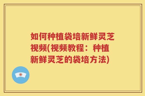 如何种植袋培新鲜灵芝视频(视频教程：种植新鲜灵芝的袋培方法)