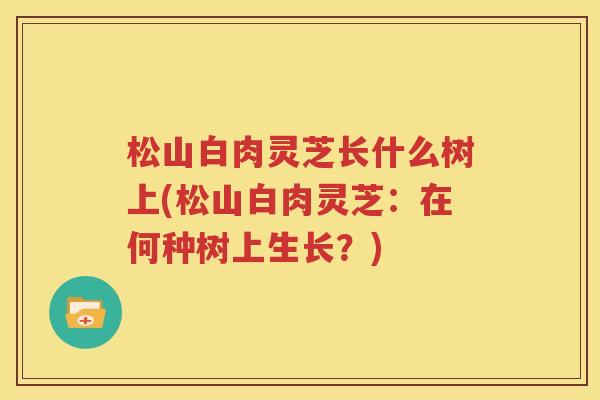 松山白肉灵芝长什么树上(松山白肉灵芝：在何种树上生长？)