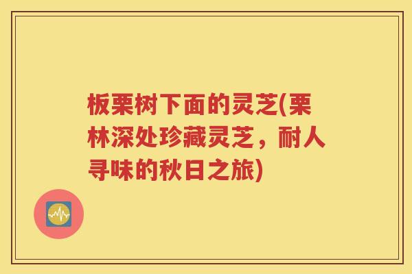 板栗树下面的灵芝(栗林深处珍藏灵芝，耐人寻味的秋日之旅)