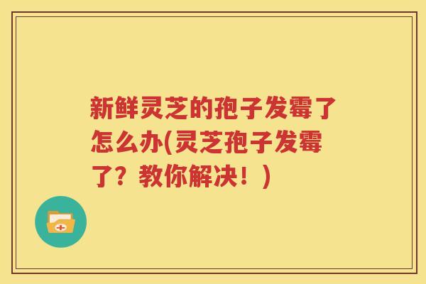 新鲜灵芝的孢子发霉了怎么办(灵芝孢子发霉了？教你解决！)