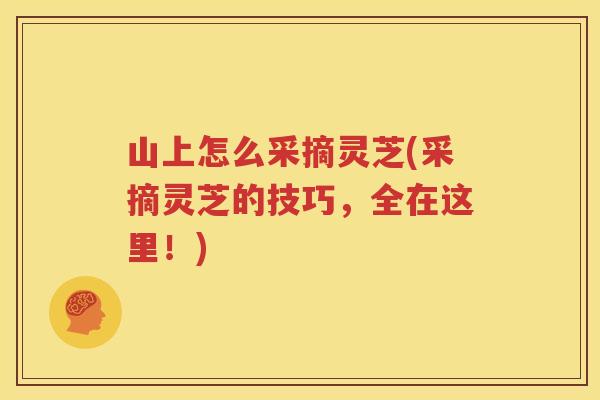 山上怎么采摘灵芝(采摘灵芝的技巧，全在这里！)