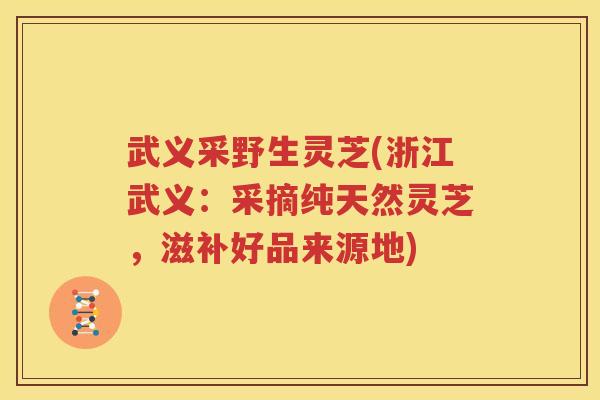 武义采野生灵芝(浙江武义：采摘纯天然灵芝，滋补好品来源地)