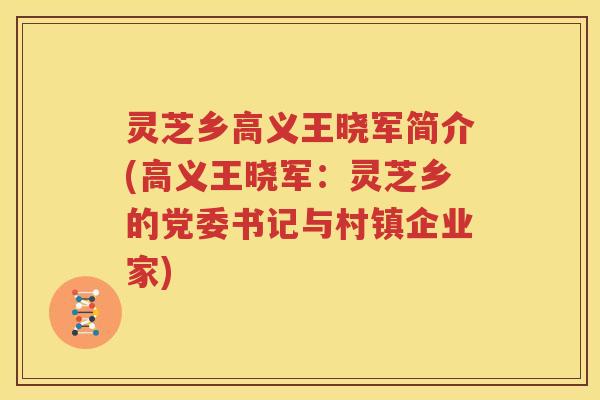 灵芝乡高义王晓军简介(高义王晓军：灵芝乡的党委书记与村镇企业家)