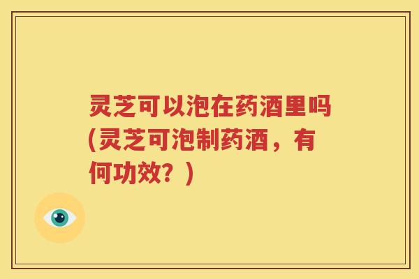 灵芝可以泡在药酒里吗(灵芝可泡制药酒，有何功效？)