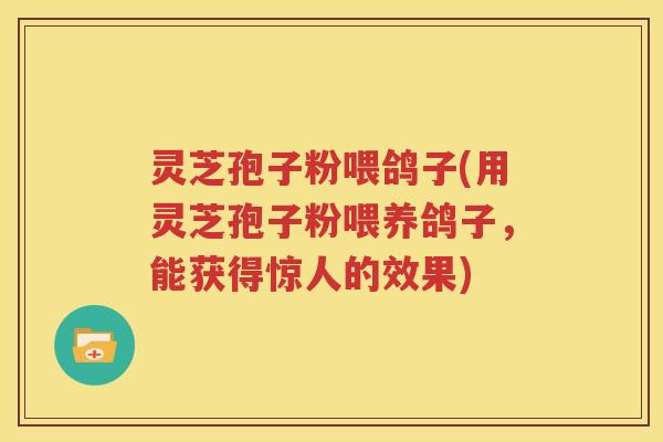 灵芝孢子粉喂鸽子(用灵芝孢子粉喂养鸽子，能获得惊人的效果)