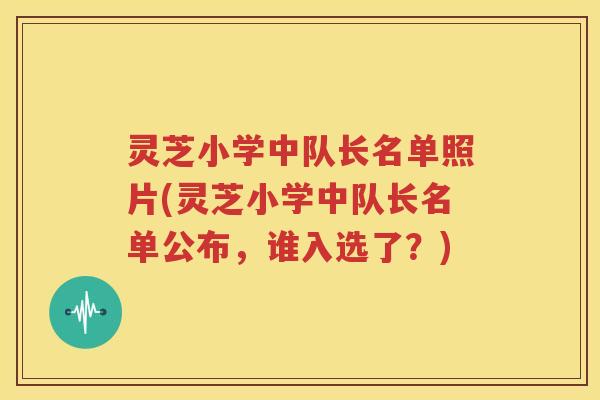 灵芝小学中队长名单照片(灵芝小学中队长名单公布，谁入选了？)