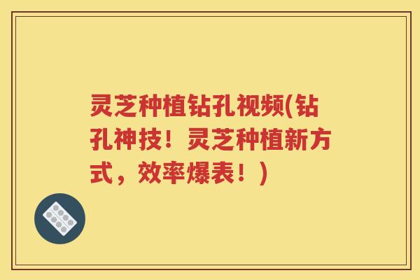 灵芝种植钻孔视频(钻孔神技！灵芝种植新方式，效率爆表！)