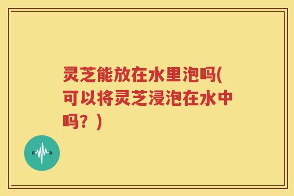灵芝能放在水里泡吗(可以将灵芝浸泡在水中吗？)