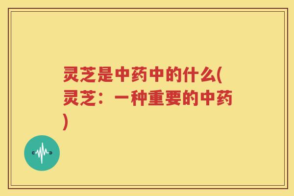 灵芝是中药中的什么(灵芝：一种重要的中药)
