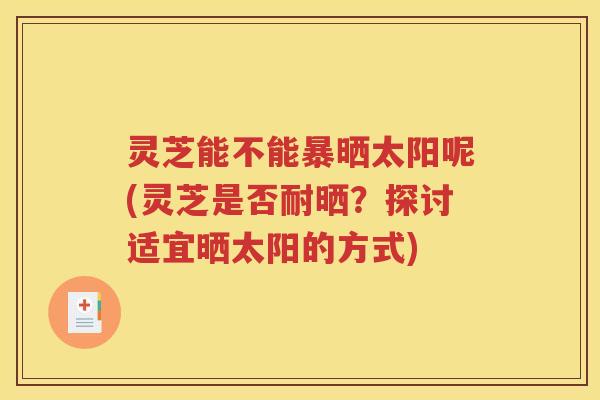 灵芝能不能暴晒太阳呢(灵芝是否耐晒？探讨适宜晒太阳的方式)