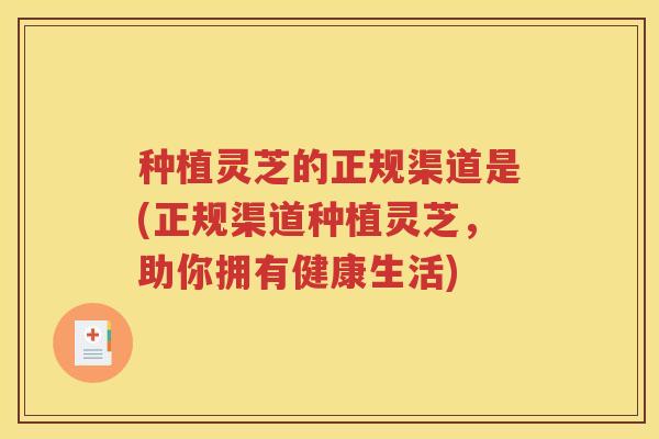 种植灵芝的正规渠道是(正规渠道种植灵芝，助你拥有健康生活)