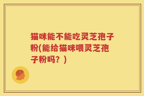 猫咪能不能吃灵芝孢子粉(能给猫咪喂灵芝孢子粉吗？)