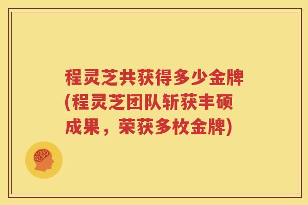 程灵芝共获得多少金牌(程灵芝团队斩获丰硕成果，荣获多枚金牌)