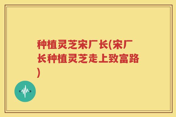 种植灵芝宋厂长(宋厂长种植灵芝走上致富路)