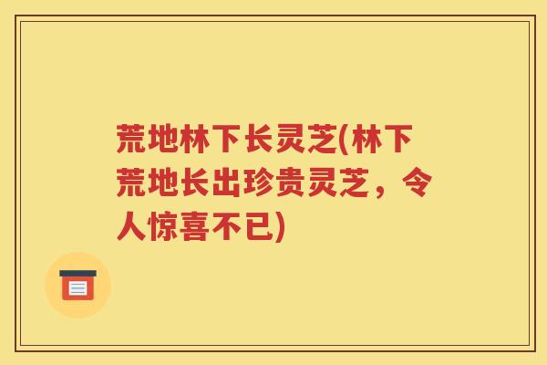 荒地林下长灵芝(林下荒地长出珍贵灵芝，令人惊喜不已)