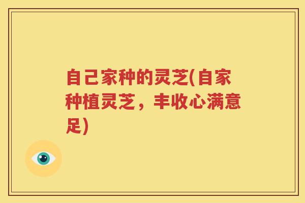 自己家种的灵芝(自家种植灵芝，丰收心满意足)