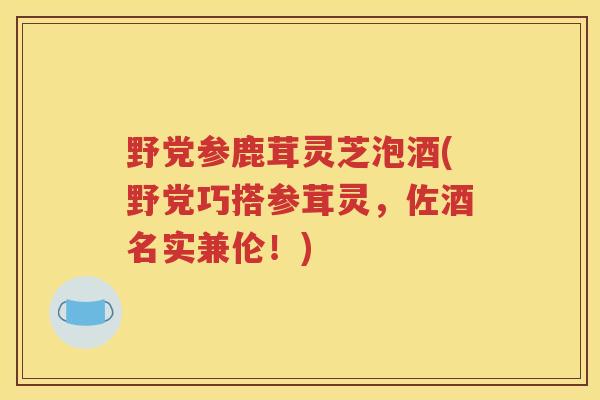 野党参鹿茸灵芝泡酒(野党巧搭参茸灵，佐酒名实兼伦！)