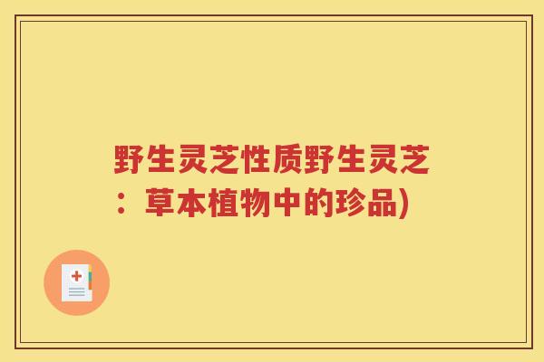 野生灵芝性质野生灵芝：草本植物中的珍品)