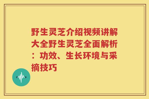野生灵芝介绍视频讲解大全野生灵芝全面解析：功效、生长环境与采摘技巧