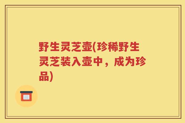 野生灵芝壶(珍稀野生灵芝装入壶中，成为珍品)