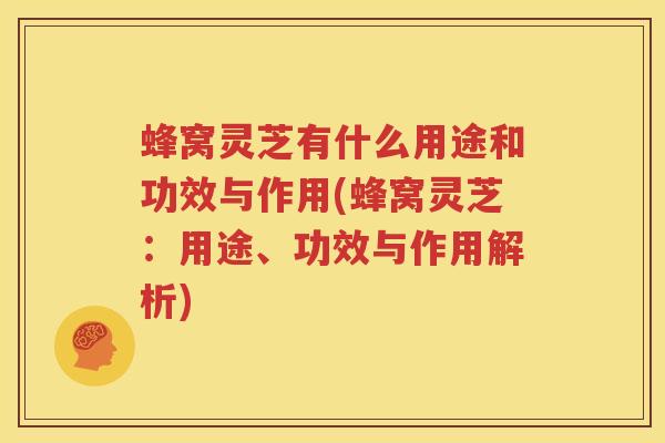蜂窝灵芝有什么用途和功效与作用(蜂窝灵芝：用途、功效与作用解析)