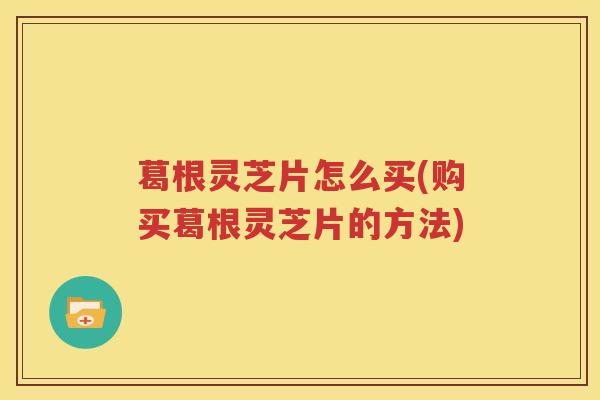 葛根灵芝片怎么买(购买葛根灵芝片的方法)