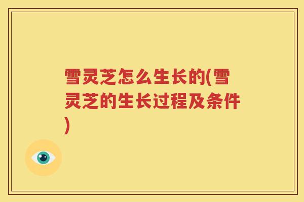 雪灵芝怎么生长的(雪灵芝的生长过程及条件)