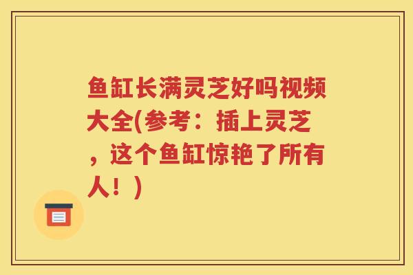 鱼缸长满灵芝好吗视频大全(参考：插上灵芝，这个鱼缸惊艳了所有人！)