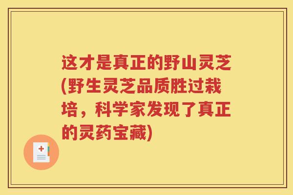 这才是真正的野山灵芝(野生灵芝品质胜过栽培，科学家发现了真正的灵药宝藏)