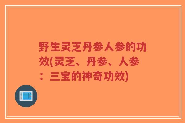 野生灵芝丹参人参的功效(灵芝、丹参、人参：三宝的神奇功效)