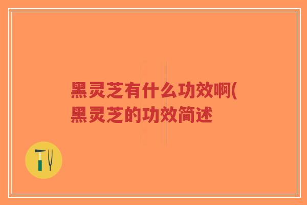 黑灵芝有什么功效啊(黑灵芝的功效简述
