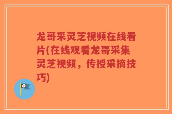 龙哥采灵芝视频在线看片(在线观看龙哥采集灵芝视频，传授采摘技巧)