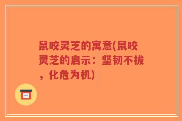 鼠咬灵芝的寓意(鼠咬灵芝的启示：坚韧不拔，化危为机)