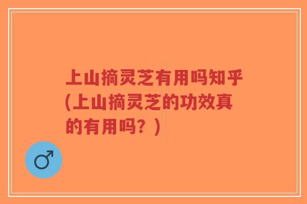 上山摘灵芝有用吗知乎(上山摘灵芝的功效真的有用吗？)