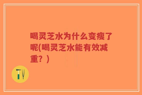 喝灵芝水为什么变瘦了呢(喝灵芝水能有效减重？)