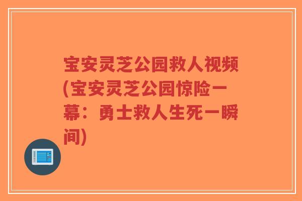宝安灵芝公园救人视频(宝安灵芝公园惊险一幕：勇士救人生死一瞬间)
