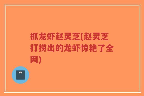 抓龙虾赵灵芝(赵灵芝打捞出的龙虾惊艳了全网)