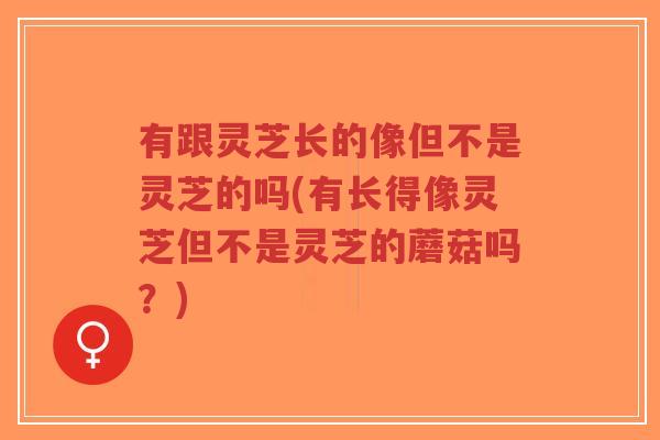 有跟灵芝长的像但不是灵芝的吗(有长得像灵芝但不是灵芝的蘑菇吗？)