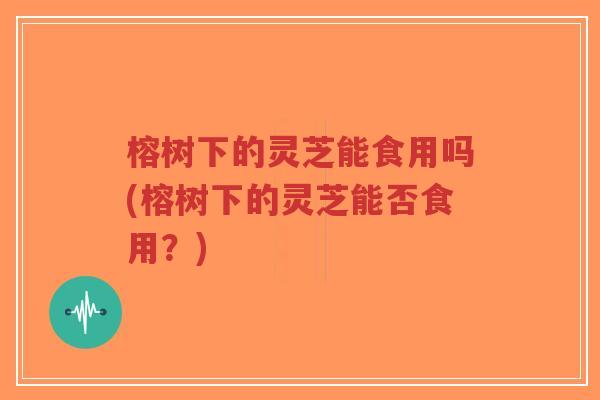 榕树下的灵芝能食用吗(榕树下的灵芝能否食用？)