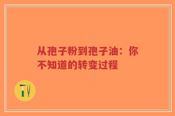从孢子粉到孢子油：你不知道的转变过程